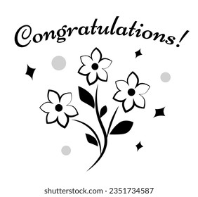
Greeting card with flowers. Congratulations. Vector illustration in doodle style