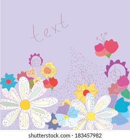 Greeting card with flowers cute design 