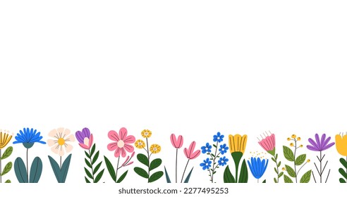 greeting card with flowers in flat style vector