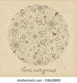 Greeting Card with Flowers in a folk style 