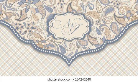 Greeting Card with Flowers in a folk style 