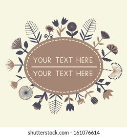 Greeting card with flowers and frame for text.  