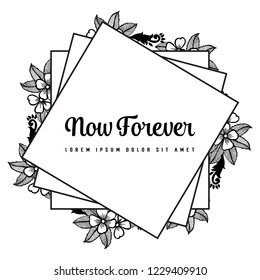 Greeting card with flowers hand draw style vector art