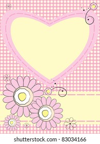 Greeting card with flowers and heart