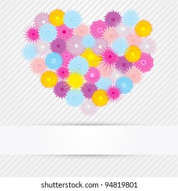 Greeting card with flowers heart. Vector illustration. eps10