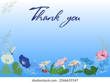 Greeting card with flowers and the inscription - thank you
