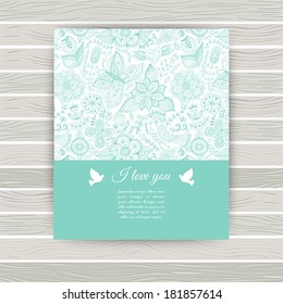 Greeting Card with Flowers. Invitations or announcements. Wedding invitation