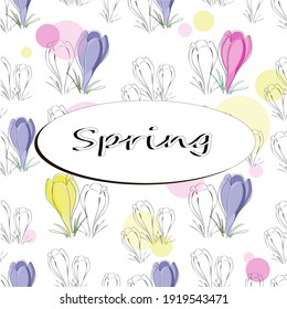 Greeting Card Flowers Leaves Spring Background Pastel Colors Vector Illustration