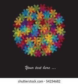 Greeting card with flowers on grey background