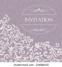 Greeting card with flowers on violet background