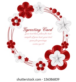 greeting card, flowers on a white background