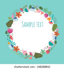 Greeting card with flowers and place for text.  Can be used as invitation card for wedding,birthday and other holiday and cute summer background.