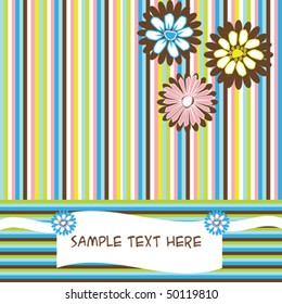 Greeting card with flowers and stripes