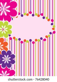 Greeting card with flowers and strips