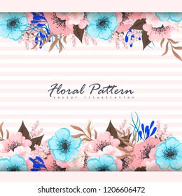 Greeting card with flowers, template. Vector frame