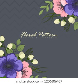 Greeting card with flowers, template. Vector frame