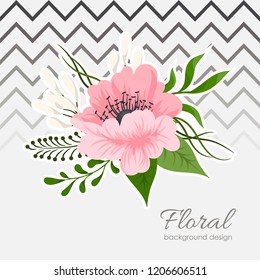 Greeting card with flowers, template. Vector frame