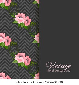 Greeting card with flowers, template. Vector frame
