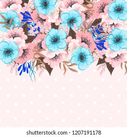 Greeting card with flowers, template. Vector frame