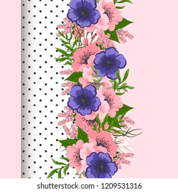 Greeting card with flowers, template. Vector frame