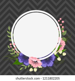 Greeting card with flowers, template. Vector frame