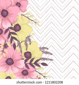 Greeting card with flowers, template. Vector frame
