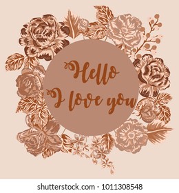 Greeting card with flowers. Valentine's day.
