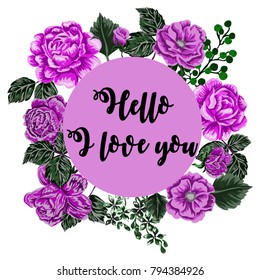 Greeting card with flowers. Valentine's day.
