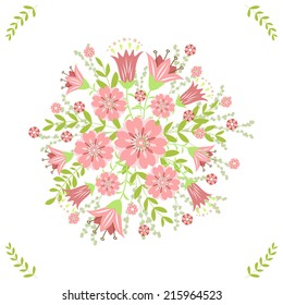 Greeting card with flowers. Vector