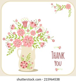 Greeting card with flowers. Vector