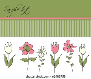 Greeting card with flowers, vector