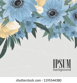 Greeting card with flowers. Vector background.