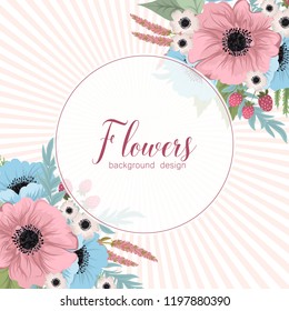 Greeting card with flowers. Vector background.