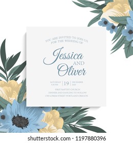 Greeting card with flowers. Vector background.