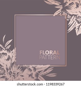Greeting card with flowers. Vector background.
