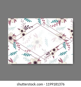Greeting card with flowers. Vector background.