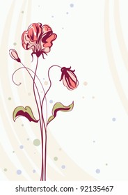Greeting card with flowers, vector background