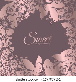 Greeting card with flowers. Vector frame