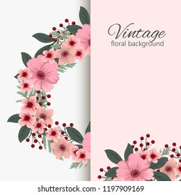 Greeting card with flowers. Vector frame