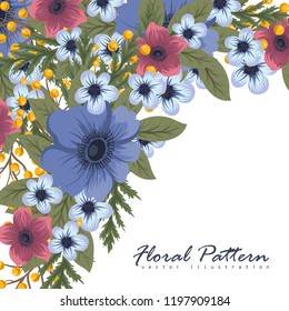 Greeting card with flowers. Vector frame
