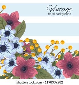 Greeting card with flowers. Vector frame