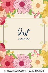 Greeting card with flowers vintage, can be used as invitation card for wedding, birthday and other holiday and summer background. Vector