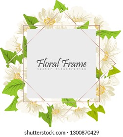Greeting card with flowers, watercolor. Banner template. Vector frame