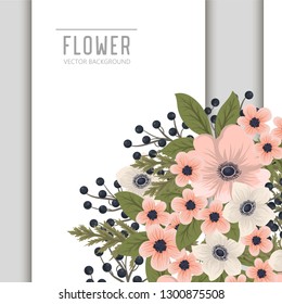 Greeting card with flowers, watercolor. Banner template. Vector frame