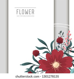 Greeting card with flowers, watercolor. Banner template. Vector frame