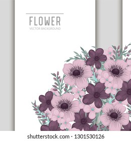 Greeting card with flowers, watercolor. Banner template. Vector frame