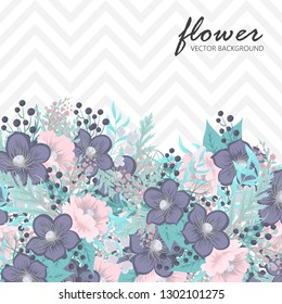 Greeting card with flowers, watercolor. Banner template. Vector frame