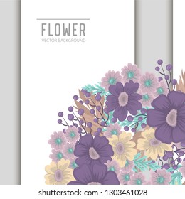 Greeting card with flowers, watercolor. Banner template. Vector frame