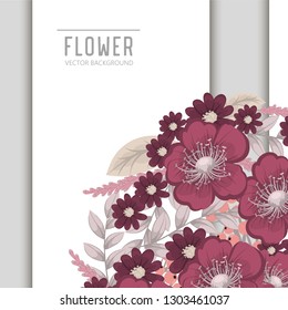 Greeting card with flowers, watercolor. Banner template. Vector frame