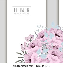 Greeting card with flowers, watercolor. Banner template. Vector frame